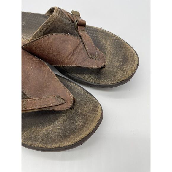 Merrell Denise‎ Sandals Womens 6 Garden Thong Brown Leather Wide Strap *read - Picture 4 of 8